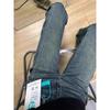 Calça Jeans Bootcut com Barra Desfiada para Mulheres Primavera e Outono Novo Tamanho Grande Design para Pessoas Plus Size Barra em U Calça Emagrecimento Nicho Cintura Alta