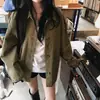 Jaqueta casual vintage de alta qualidade feminina Dongdaemun Coreia, jaqueta curta de cor sólida para trabalho com bolso na frente e gola virada, feminina, primavera e outono