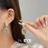 Aretes de Flor de Margarita Ámbar, Aretes de Botón Geométricos Modernos y Elegantes, Aretes Largos de Flor de Hielo con Pasadores de Plata 925