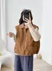 Colete Casual com Gola de Lã Sintética Imitação Retro Feminino 2026 Outono Inverno Novo Sem Mangas Quente Acolchoado Colete Curto