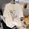 Camiseta de Manga Corta de Algodón Puro para Mujer 2026 Estilo Coreano Holgada Talla Grande Camiseta Casual Versátil para Mujer Top Camiseta de Algodón de Bambú para Mujer