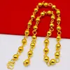 Collar Redondo de Cuentas Sólidas Collar Chapado en Oro para Hombres y Mujeres Que No Se Desvanece Fácilmente Imitación Oro Cuentas de Buda Joyería de la Fortuna Cadena de Metal Dorada