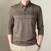 Camiseta para hombre, mediana edad y mayor, primavera y otoño, estilo delgado, capa base, ropa de papá, camiseta de manga larga, camisa polo para hombre de mediana edad, top