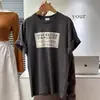 Camiseta blanca de algodón puro con estampado de letras para mujer, de manga corta, moderna, corte holgado, nueva colección de verano 2026, estilo coreano casual, top de longitud media