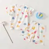Ropa de Algodón Puro para Casa de Niños Traje de Manga Corta para Bebé Verano Manga Media Infantil Delgado Verano Casa Stock Disponible