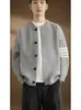 Outono Inverno Estilo Coreano Simples Estilo Preguiçoso Listras de Quatro Barras Cardigan de Tricô Suéter Roupa Externa Solta Casual Versátil Estilo Casal
