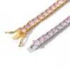 Pulsera de cadena de tenis de circón rosa de fila única transfronteriza europea y americana de 4.5m, pulsera versátil de hip-hop para hombres y mujeres, venta al por mayor