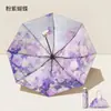 Protección Solar de ViniloGirasol Paraguas Portátil Protección UV para Mujer Plegable Manual Paraguas para Sol y Lluvia con Estampado Estilo Chino