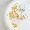 Anillo ajustable de bola de acero minimalista francés de nicho abierto acero transfronterizo titanio acero oro 18k joyería al por mayor que no se desvanece mujeres
