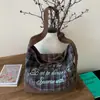 Bolso de Hombro a Cuadros para Mujer de Gran Capacidad Bolso de Lona Perezoso Bolso de Doble Cara para Viajero Mochila Escolar para Mujer