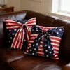 Funda de Almohada Día de la Nueva Independencia Transfronteriza, Cojín de Asiento con Nuevo Estampado de Rayas, Cojín para Sofá de Decoración Festiva para Interiores