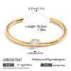 Estilo Clássico Ouro 18K Aço Inoxidável Marquise Zircônia Branca Pulseira Aberta Joias que Não Desbotam Acessórios Transfronteiriços