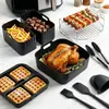 Set de Moldes de Silicona para Freidora de Aire Multifuncional Antiadherente Bandeja para Hornear Accesorios Cuadrados para Hornear del Hogar