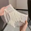 Panty sexy de malla ligera de puro deseo estilo francés para mujeres jóvenes, entrepierna de algodón, tiro medio, ajustado a la cadera, bragas de encaje bordado para mujer