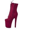 Tacón súper alto europeo y americano 20CM botas de tacón alto sexy estilete gamuza moda tubo de acero botas de baile hombres y mujeres talla grande
