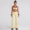 Conjunto de yoga transfronterizo con cuello halter, diseño de dos piezas falso, tirantes ajustables, chaleco deportivo de secado rápido y conjunto de pantalones largos para correr y fitness