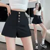 Shorts modernos de estilo coreano para mujer, nueva colección verano 2022, versátiles de cintura alta, adelgazantes, de corte holgado, pierna ancha, pantalones casuales para uso al aire libre