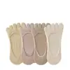 Calcetines de Cinco Dedos Tipo Barco para Mujer, Algodón Puro, Estilo Delgado de Verano, Resistentes al Olor, Antideslizantes, Bajos, Calcetines Invisibles con Dedos Separados, Calcetines Cortos Sin Costuras para Mujer en Verano