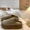 Mules de plataforma de suela gruesa estilo Birkenstock para mujer, zapatos cómodos sin cordones para primavera y otoño 2026 modelo nuevo