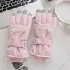 Guantes con forma de corazón para mujer para andar en bicicleta eléctrica, forrados de polar, cálidos, a prueba de viento, impermeables, guantes de esquí con pantalla táctil, lindos y compatibles con pantalla táctil