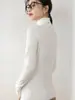 Tejido de Punto con Cuello Alto Mezclado con Cachemira, Tejido Básico Cálido de Otoño e Invierno, Tejido de Punto con Solapa Cortavientos para Mujer, Suministro Directo de Fábrica