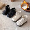 Botas Martin de Terciopelo para Niña Pequeña 2026 Nuevo Estilo Otoño/Invierno Botas de Princesa con Lazo Estilo Británico Suela Suave Estilo Coreano Botas de Piel