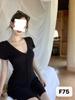 Vestido de Lã Tricotado Gola V de Alto Padrão Pure Desire para Mulheres, Vestido Curto de Verão Slimming Waist Linha A, Fábrica Transfronteiriça de Comércio Exterior