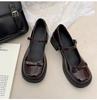 Zapatos Mary Jane Retro Franceses de Cuero Genuino para Mujer 2026 Nuevos Primavera y Verano Lazo Marrón Punta Redonda Estilo Británico Zapatos Pequeños de Cuero