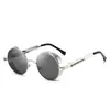 Gafas de sol retro para hombre con montura redonda, coloridas y con efecto vaporoso, estilo europeo y americano, con lentes metálicas, reflectantes, estilo punk, con bisagras de resorte