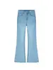 Jeans acampanados rectos azules para mujer, nuevo estilo verano 2026, talla grande, tiro bajo, adelgazantes, pantalones acampanados estrechos