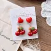 Presilhas de Orelha Vermelhas Estilo Coreano Desenho Animado Fofo Pequena Princesa Brincos Anti-Beliscão Pequenos em Formato de Coração Brincos Infantis Colar para Meninas de Ano Novo