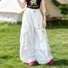 Mono Blanco para Niñas Pantalones de Pierna Ancha Verano 2026 Nuevas Llegadas Niños Grandes Pantalones Casuales Holgados Estudiantes de Secundaria Pantalones Delgados