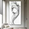 Geometría Moderna Blanco y Negro Línea Pintura Decorativa para Dormitorio Abstracta Minimalista Sala de Estar Comedor Pintura Colgante Porche Lejos frente a la puerta