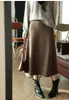 Elegante Falda de Lana para el Trabajo con Caída Suave, Cintura Alta, Falda Midi de Línea A Adelgazante para Mujer en Otoño H083105