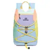 Nova mochila transfronteiriça estilo floresta, com cores frescas e doces em blocos, para estudantes do sexo feminino, leve e versátil, mochila para esportes ao ar livre