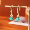Pendientes de Calabaza Fulu Estilo Chino con Circonita Moda de Gama Alta Pendientes Festivos para Mujer Baño de Oro Real Nuevo Estilo Chino Ganchos para Orejas