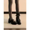 Sapatos de Couro Femininos com Solado Grosso e Forro de Lã 2025 Outono e Inverno Novo Estilo Sapatos Quentes de Pelo com Salto Grosso Mocassins