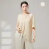 Nova Estilo Solta e Casual Gola V Manga Curta Camiseta Dança Moderna Soltinha Top de Treino