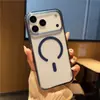 Funda Magnética de Acrílico Ice Shield para Teléfono con Ranura para Apple 17 Pro Max Naranja 16 Anticaídas 15 Transparente Acabado de Alta Gama 13