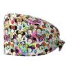 Gorro de trabajo para pediatra con estampado de dibujos animados, gorro quirúrgico de algodón, estampado de enfermera femenina, banda elástica ajustable