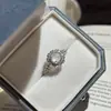 Anel de Prata de Lei S925 com Jade Espuma d'Água Moda Vintage Medieval Design de Nicho Estilo Palaciano Geométrico Aberto