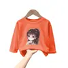 H2367# camiseta de manga larga para niños y niñas otoño nuevo cuhk estilo occidental para niños algodón para niños cómoda camiseta versátil