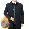 Jaqueta de Algodão Outono e Inverno Nova Transfronteiriça Lapela de Alta Qualidade Casual de Negócios para Meia-Idade Casaco de Inverno Masculino Roupa de Pai