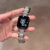 Adequado para Apple iWatch S10, Huawei 11/Progt345, Xiaomi 89, Redmi 6, Pulseira de Relógio Feminina com Três Contas Cheias de Diamante