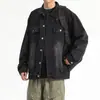 Jaqueta Jeans Masculina Primavera e Outono Vintage Cool Workwear Jaqueta Casual Marca Tendência Juventude Versátil Gola Lapela Top