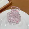 Pinza de calabaza con moño a medio hacer, clip para agarrar carne, letra con diamantes de imitación, chica popular, dulce, genial, de alta gama, clip de tiburón, pasador de pelo rosa dopamina
