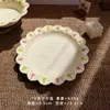 Conjunto de tigela e prato foscos pintados à mão estilo Ins, pratos de cerâmica de alto valor, tigelas para uso doméstico, tigelas de sopa, tigelas de ramen, pratos de jantar, louças