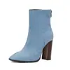 Otoño/Invierno 4 Botas Cortas Gruesas de Comercio Exterior Europeo y Americano Amazon Nuevas wish Botas de Jinete Serpiente Botas de Tacón Alto talla extra Negra