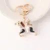 Llavero de Animal Pony Coche con Diamantes de Dibujos Animados Llavero Año Zodiacal Caballo de Aleación con Pedrería Colgante para Bolso de Coche