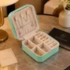 Joyero, caja de almacenamiento de joyas, PU, simple, color sólido, abatible, anillo, collar, pendientes, compartimento de almacenamiento